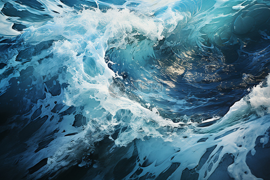 波浪翻涌的大海插画图片下载-正版图片600640577-摄图网