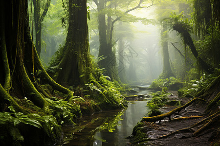 雨林中的一条小溪图片