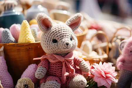 毛线编织的兔子娃娃图片