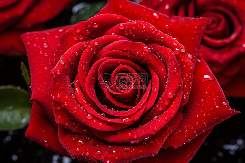 玫瑰花瓣上的水滴图片