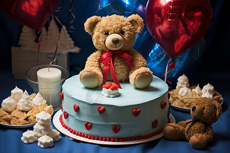 欢庆中的泰迪熊蛋糕图片
