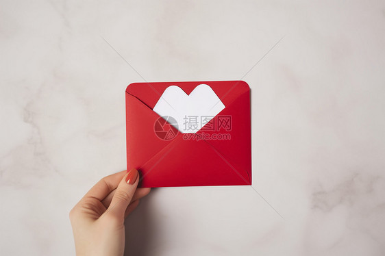 红色信封里的情书图片