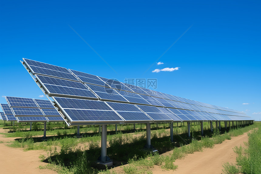 田野上有一片太阳能电池板图片