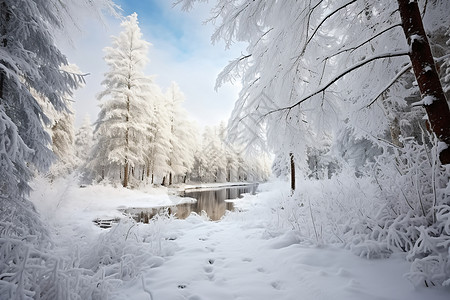 冰雪冻结的树林图片