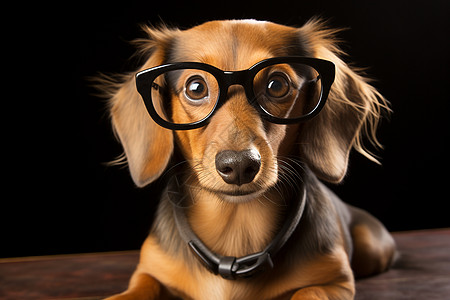学生狗狗戴着眼镜图片