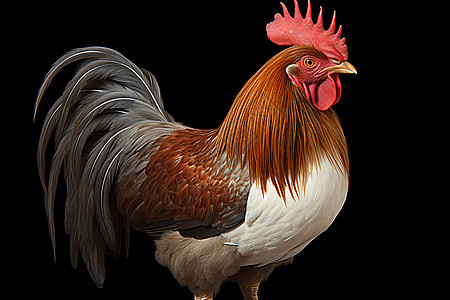 红冠黑尾的公鸡图片