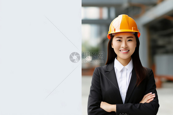 戴着安全帽的女建筑师图片