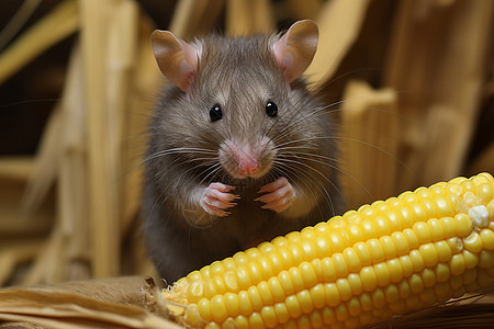 吃玉米的小老鼠图片