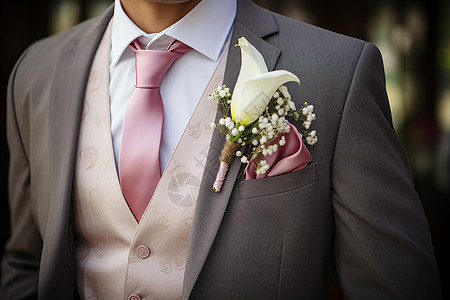 男子穿着西装领带参加婚礼图片