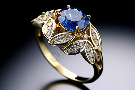 华丽的蓝宝石戒指高清图片