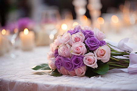 紫玫瑰新娘捧花图片