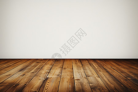 橡木地板和白墙背景图片