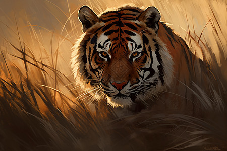 草地上的老虎图片