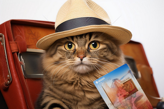 猫咪戴着帽子图片
