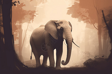 森林里的大象图片