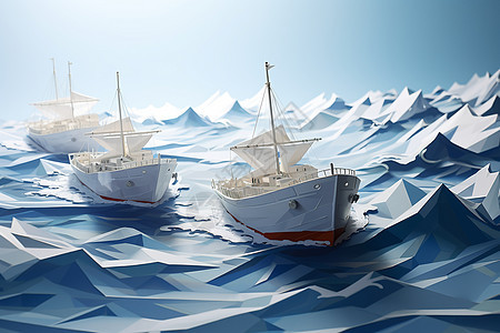 碧海蓝天中的帆船图片