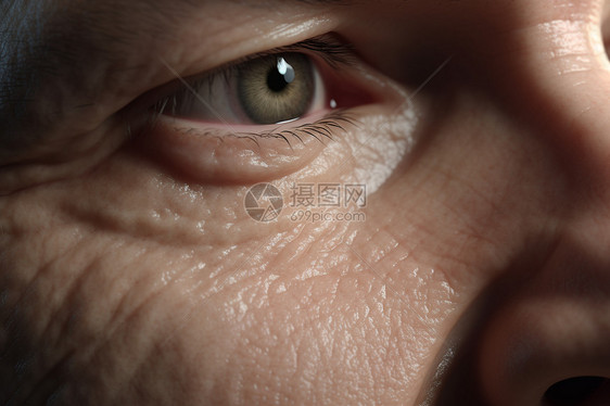 老人眼部的皱纹图片