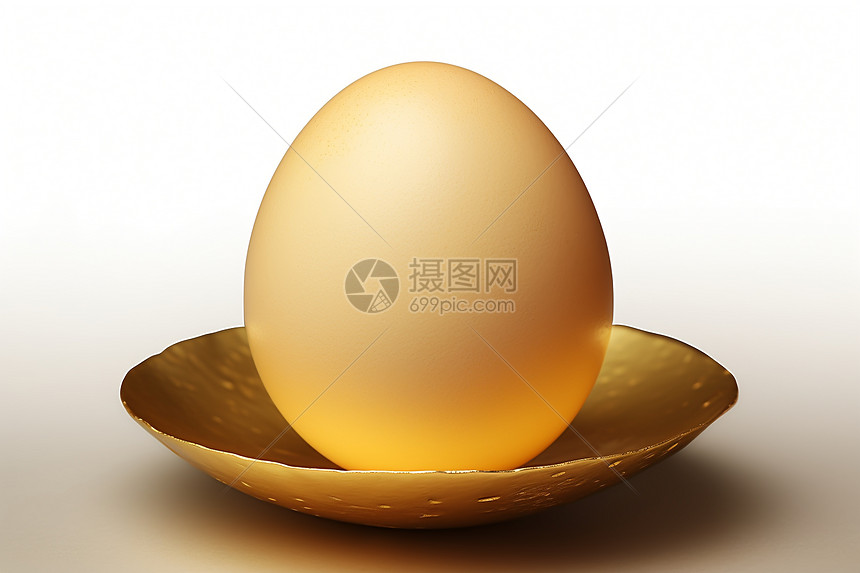 金色碗中坐着一个鸡蛋图片