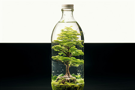 玻璃瓶里装着一棵树图片