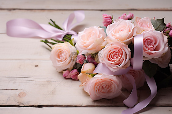 粉色玫瑰的花束图片