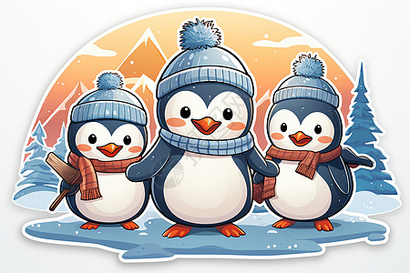 滑行的快乐企鹅背景图片