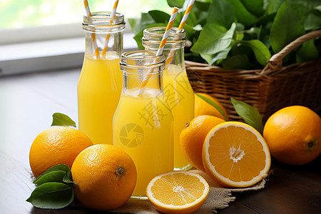 夏日冰凉的橙汁图片