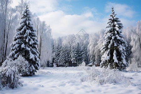 白雪皑皑的公园图片