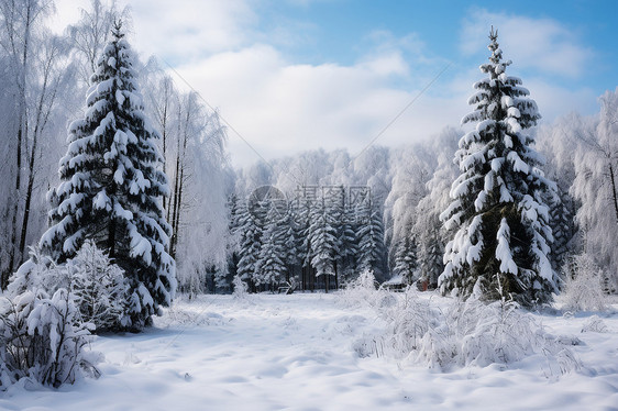 白雪皑皑的公园图片