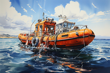 现代救生艇的插画图片
