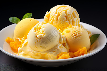新鲜的芒果冰淇淋图片