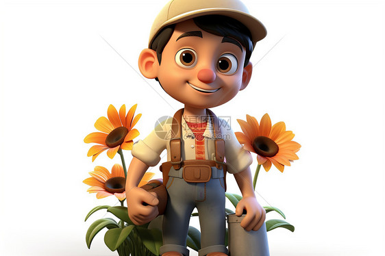 小农夫与太阳花图片