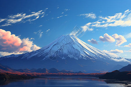 晨曦中冬季的富士山图片