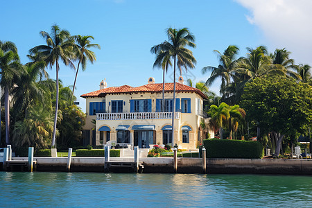 奢华富裕的海景别墅建筑图片