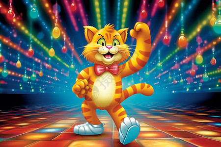 迪斯科舞厅跳舞的加菲猫图片