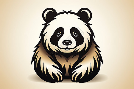 简洁线条扁平的熊猫插图图片