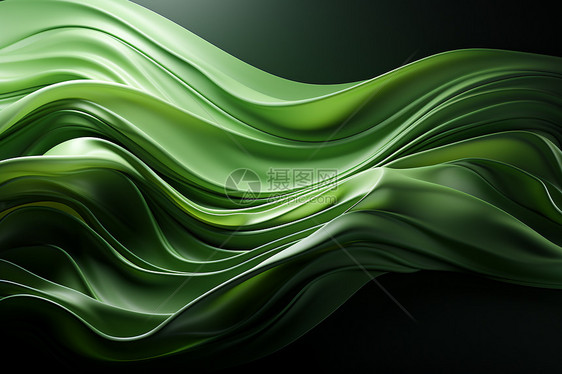艺术美感的绿色渐变波纹背景图片