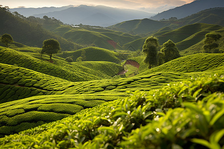 绿意盎然的茶山图片