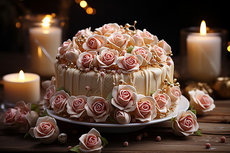 精美浪漫的奶油蛋糕图片