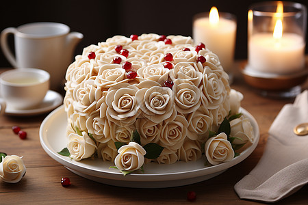 浪漫的心形蛋糕背景图片
