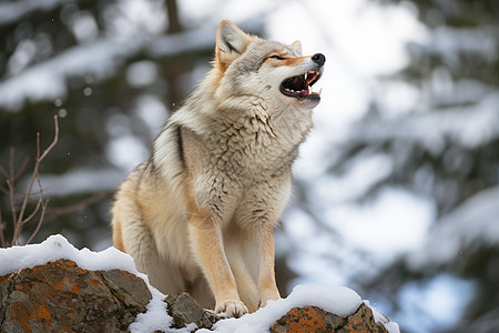 冬季荒野中的孤狼图片