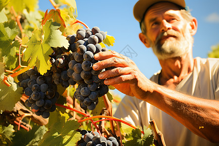 葡萄果园中成熟的葡萄背景图片