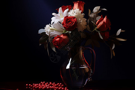 花瓶中盛开的美丽花朵图片