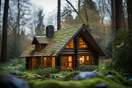 森林边缘的质朴小屋图片