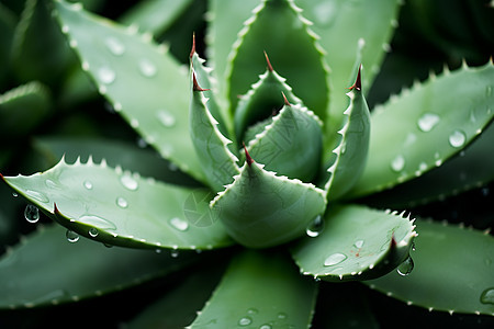 满是露水的仙人掌植物图片