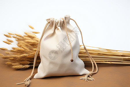 亚麻布艺的米袋图片