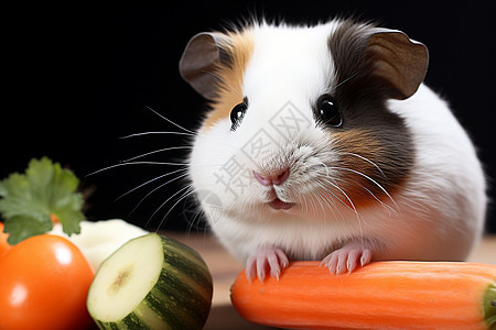 吃蔬菜的豚鼠图片