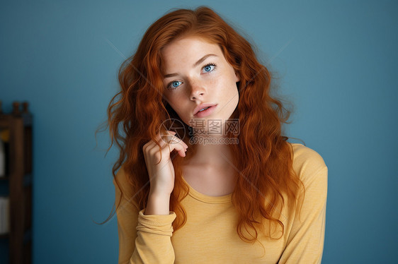 年轻的红发女子图片
