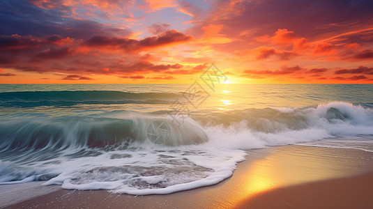 夏季的日落沙滩图片
