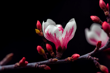 树枝上的花朵特写图片