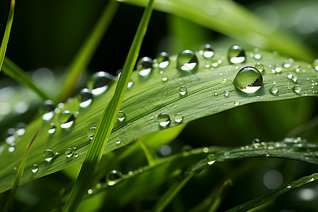 滴落在绿叶上的雨滴图片